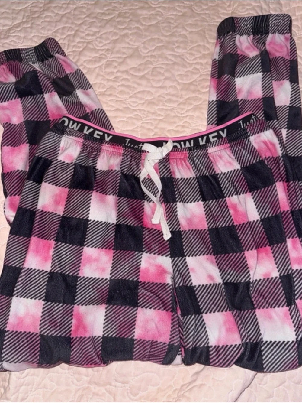 Justice Pink and Black Plaid Flannel Pajama Pants